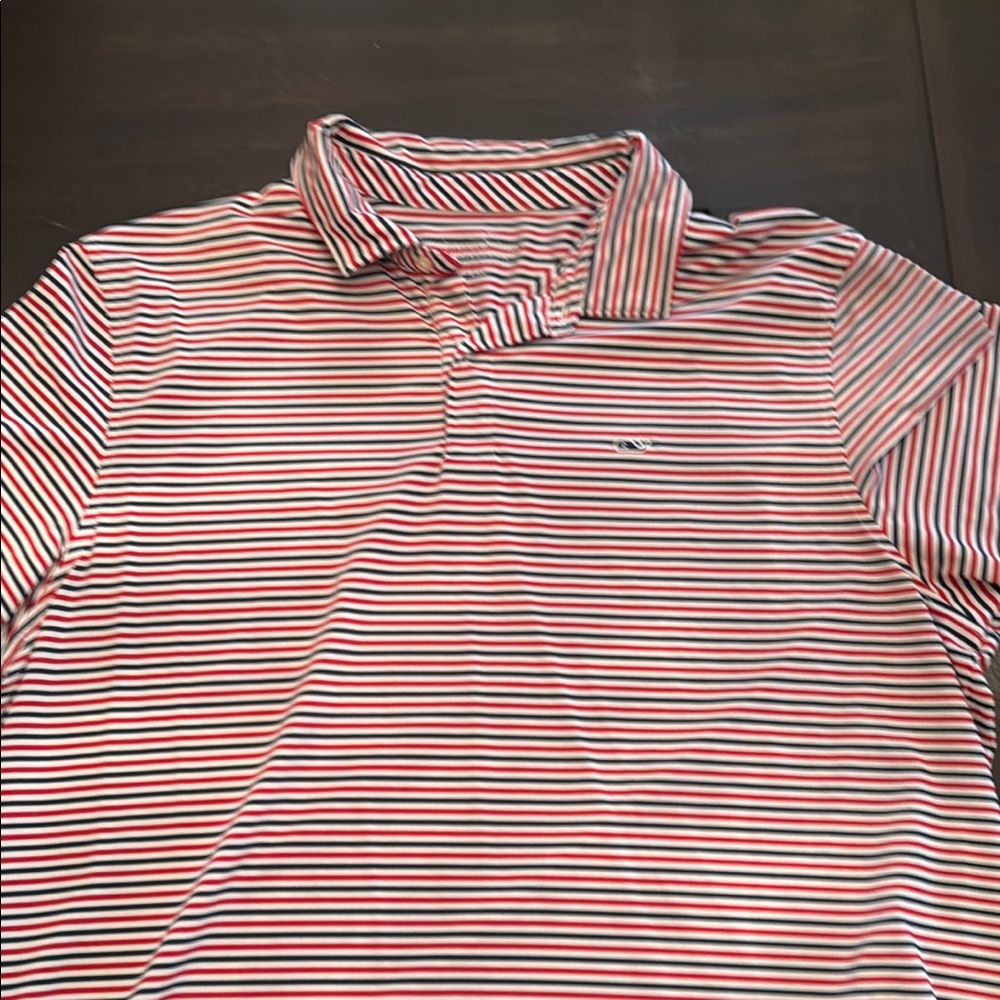Vineyard Vines Red and White Striped Polo Shirt